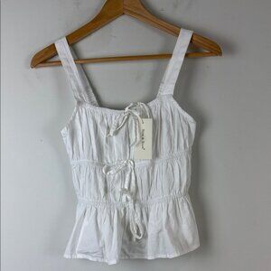 Sim  Sam White Boho Tie Camisole Blouse Size Medium NWT
